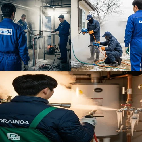 미산동 수도 동파 녹임 해빙 꽁꽁 언 하수도 시원하게