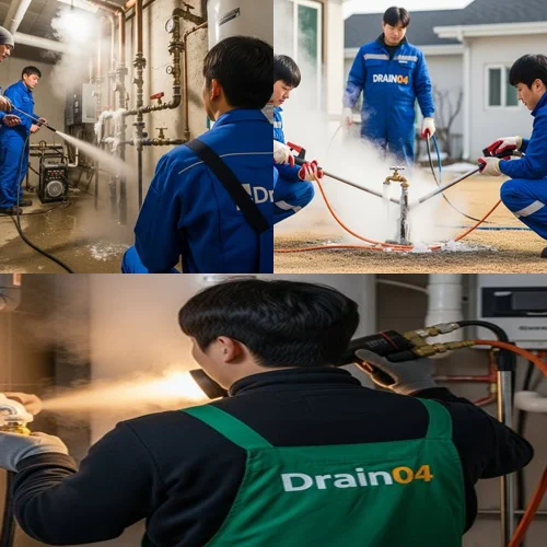 시흥 언수도 녹임 하수구 수도관 해빙과 하수구 통수