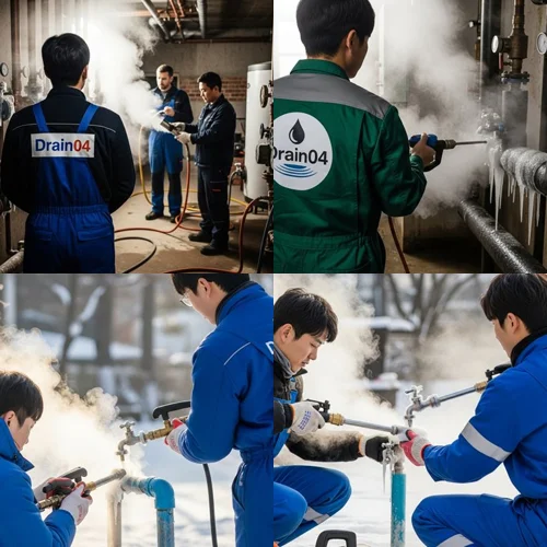 산현동 수도 동파 녹임 해빙 빠르게 녹여서 복구 완료