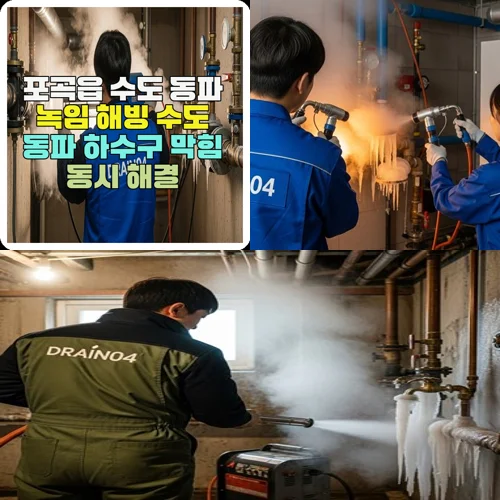 시흥 수도관 동파 하수구 녹여서 막힌 속까지 후련