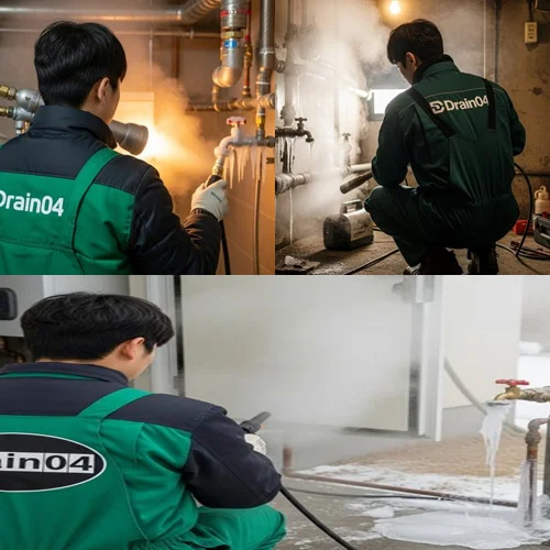 하상동 수도 동파 녹임 해빙 겨울철 하수구 걱정 끝