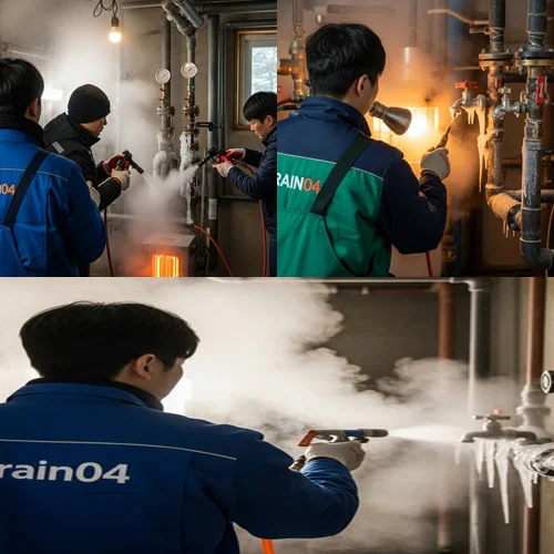 시흥 수도관 동파 하수구 녹여서 막힌 속까지 후련