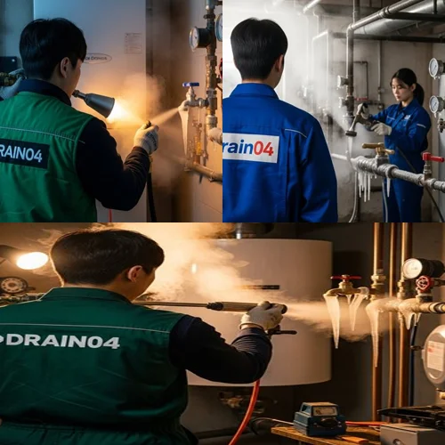 죽율동 수도 동파 녹임 해빙 꽁꽁 언 하수구 시원하게